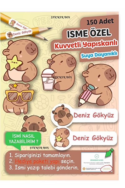 Think And Print Okul Etiketi Kalem Defter isimli Etiket Isim Yazılabilen Özel...