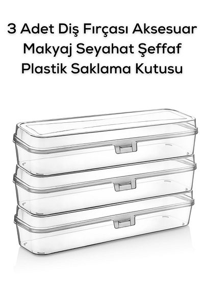 Heredot Mithra Life 3Pcs Toothbrush Accessory Makeup Travel Transparent Plastic Storage Box Mit1238