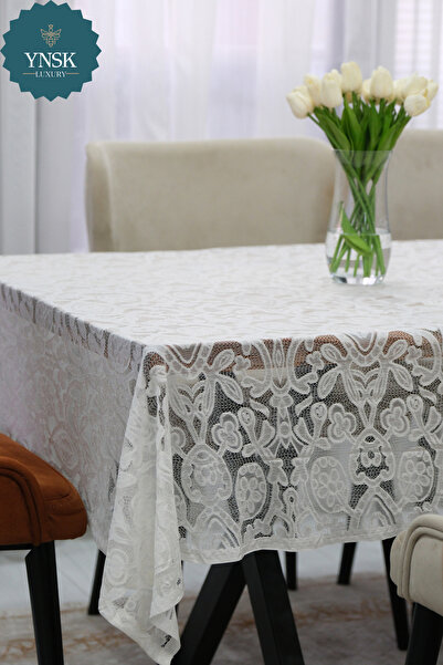 YNSK فاخر |   مفرش طاولة من قماش الدانتيل المزخرف بالزهور الفرنسية