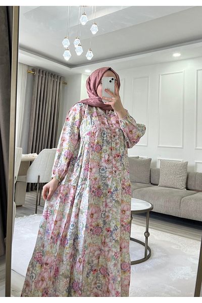 Nuesscollection Floral Patterned Modal Fabric Dress