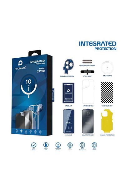 Promass بكج الحماية (10in1) لـ آيفون 15 برو (iPhone 15 Pro) البكج المتكامل والاصلي من بروماس