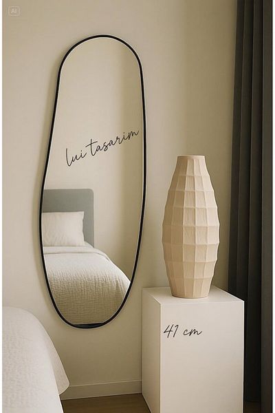 Lui Tasarım Vase Cream Color XL Size 41cm Terra Ceramic Modern Stylish Long Vase