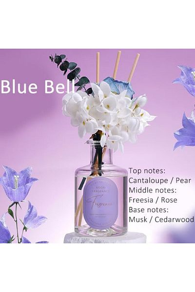 Generic Reed Diffuser, Artificial Flower Home Fragrance Oil with 4 Reed Sticks, 200ml (Blue Bell)