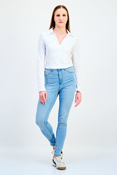 JDY Women Skinny Fit Solid Stretchable Jeans, Light Blue