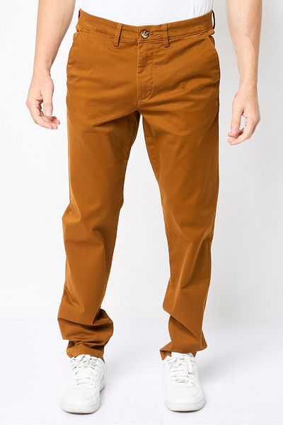 Selected Homme بنطال تشينو سادة بقصّة Slim Fit للرجال، بني
