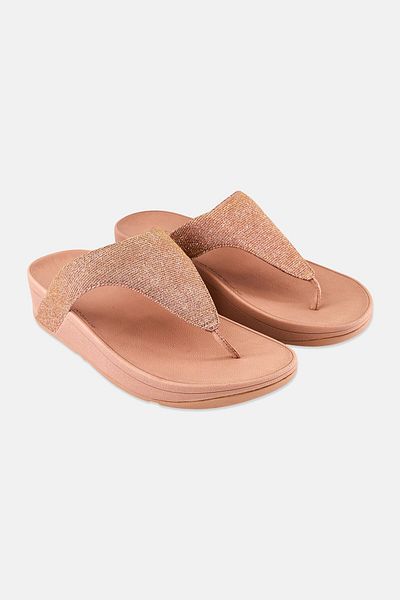 Fitflop Women Slip On Glity Sandal, Rose Gold