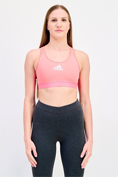 adidas Women Brand Logo Padded Training Sports Bra, Pink