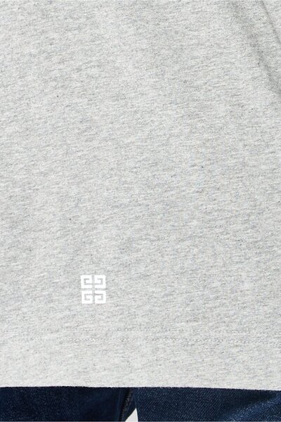 Givenchy Men Crew Neck Short Sleeves Brand Logo T-Shirt, Light Grey