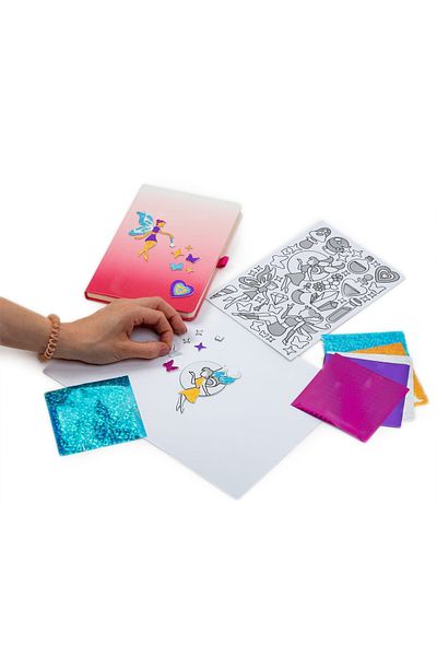 JollyMag Set creativ cu autocolante metalice Fairy, Kidea, 6+, Multicolor, MNZKWKA