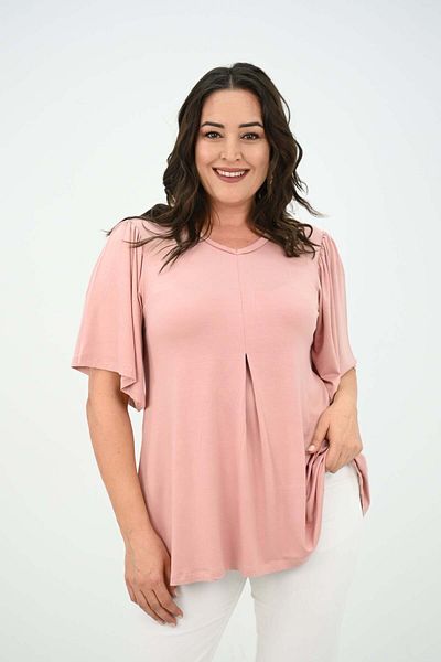 Bigsize Bluza dama marimi mari pliu 1847-25 - Roz plămâniu, XL