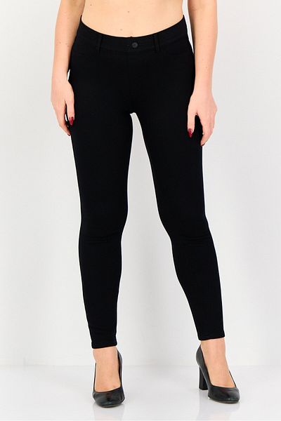 Tchibo Women Skinny Fit Plain Straight Leg Pants, Black