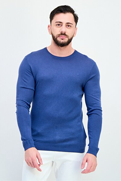 Timberland Men Crew Neck Embroidered Logo Sweatshirt, Navy Blue