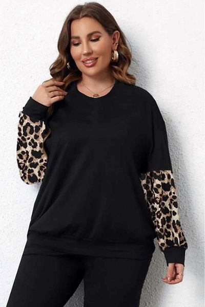 Bigsize Women's plus size animal print blouse 1446-23 - Black, 3XL