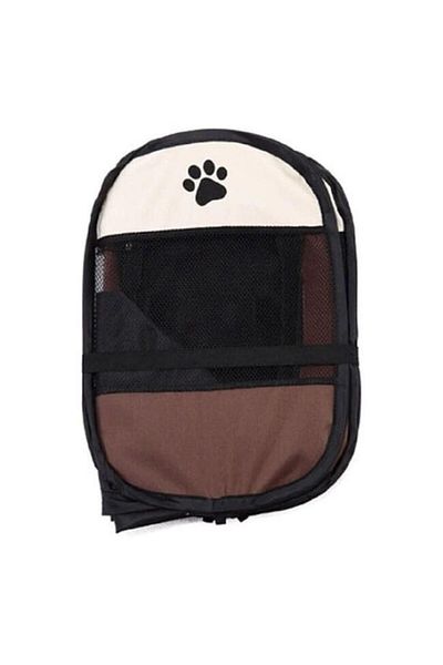 JollyMag Tarc pentru animale de companie, Artool, textil, pliabil, acoperis detasabil, maro si bej, 91x91x58