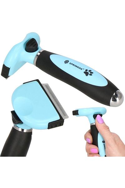 JollyMag Perie, trimmer, ingrijire caini si pisici, autocuratare, albastru si negru, 5 cm, Springos