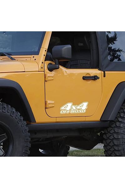 JollyMag Sticker autoadeziv pentru vehicule Off Road, model "4x4 Off Road", dimensiune 29 x 11 cm, Alba