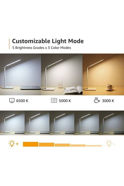 LEPRO Lampa de birou LED PR310003 control Touch, 3 moduri, 15W, 655 Lumeni, USB, Alb