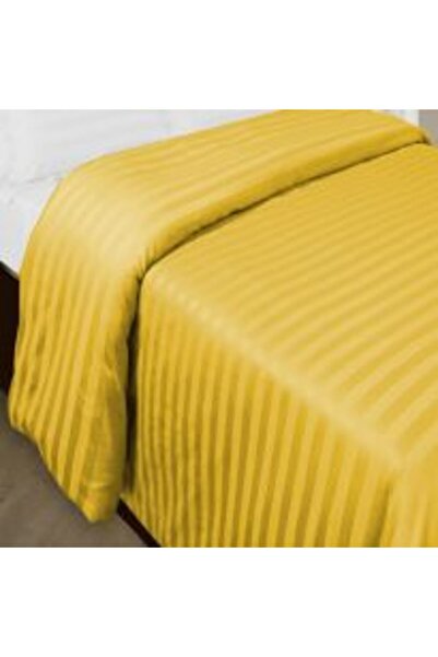 HomePuls Bed Sheet with Elastic Polycotton Damask Stripe 1 cm, 230 x 250 cm for Mattress 180 x 200 cm, Yellow