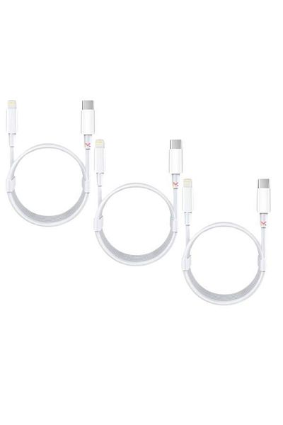 JollyMag Set 3 Cabluri de Date si Incarcare, Type-C / Lightning, Albe, 2A, Viteza 10 Gbps, 1 M
