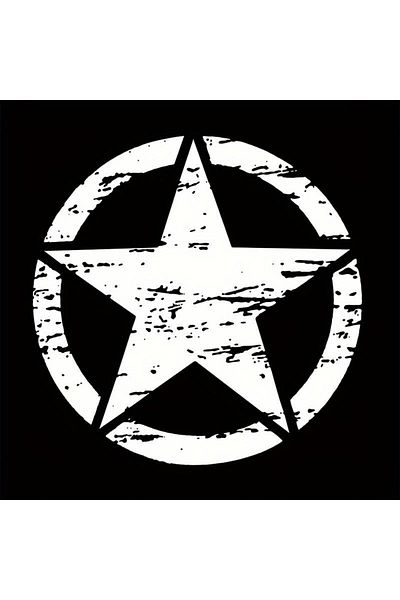 JollyMag Sticker autoadeziv pentru vehicule Off Road, model "Rusted Army Star", dimensiune 50 x 50 cm, Alba