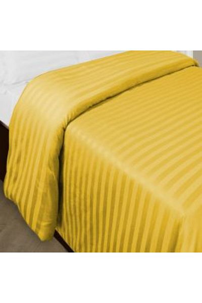HomePuls Double Bed Duvet Cover Extra Large Polycotton Damask 1 cm Stripe, 200 x 230 cm, Yellow