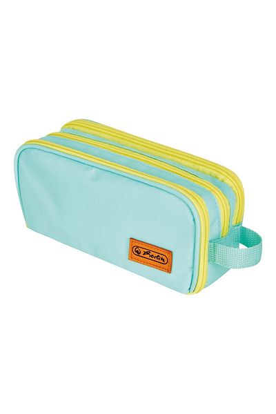Herlitz Pencil Case Etui Neon, Color Mint/Yellow, Material Fabric, 3 Compartments, Dimensions 23,5x11x7,5 cm