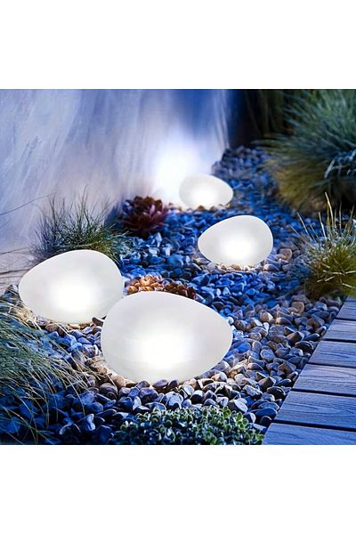 EMATTERIO Lampa Gradina Decorativa LED Forma Piatra, Impermeabila IP65, pentru Exterior