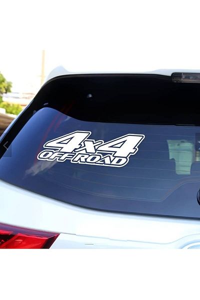 JollyMag Sticker autoadeziv pentru vehicule Off Road, model "4x4 Off Road", dimensiune 29 x 11 cm, Alba