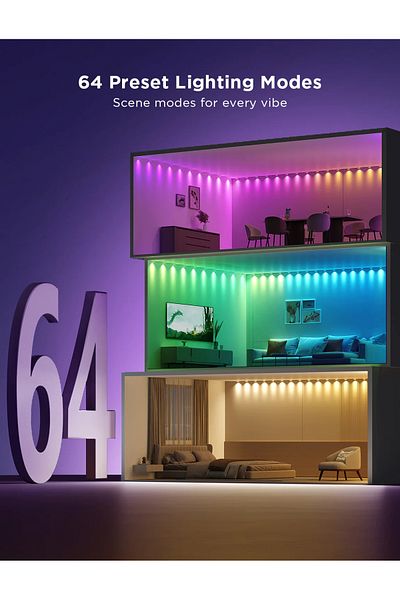 Govee Banda cu Spoturi LED RGBIC String Downlights, H608A, 5m, Wi-Fi, sincronizare muzica