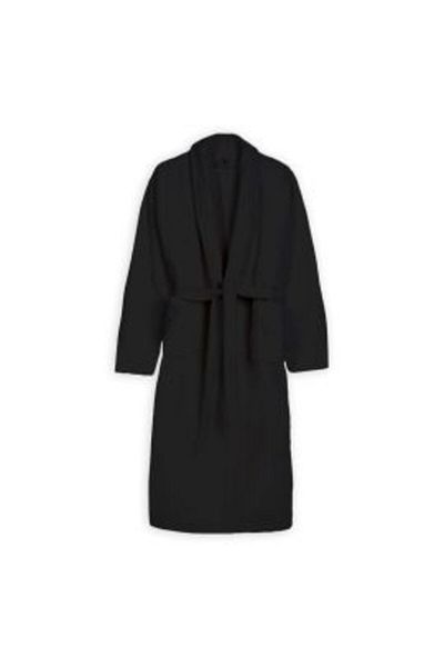 Ralex Halat de baie și SPA Hotel cu guler kimono din velur, 100% bumbac, unisex, XL/XXL, 420 g/m², negru