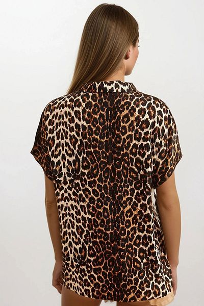 VAGGON Women's Leopard Floral Viscose Bat Shirt Vs00685