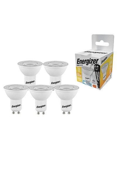 Energizer Set 5 becuri LED Energizer, GU10, 4.7W, 345 lumeni, 6500K, aprindere instantanee, lumină rece, clasa energetică F