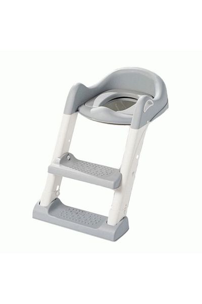 Mercaton Foldable Toilet Reducer with Ladder, 2 Adjustable Non-Slip Steps, Waterproof Seat, PP,