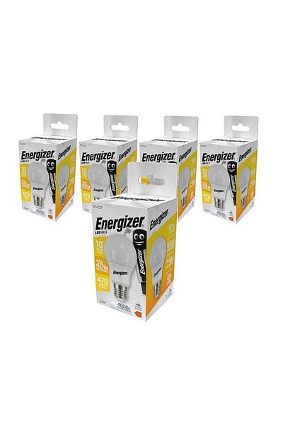 Energizer Set 5 becuri LED mini glob, 4.9W, E27, 470 lumeni, 4000K, lumină neutră, clasa energetică F