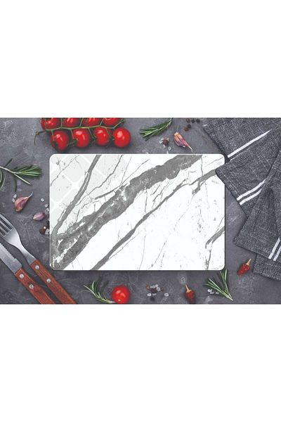 CONCEPT CAM Glass Cutting Board and Presentation Board, 20X30, 4 Mm, Gray Marble Pattern