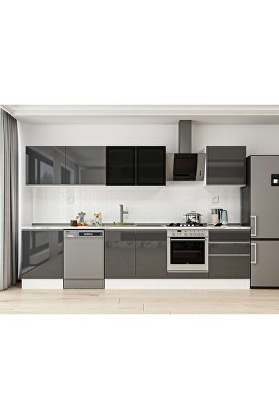 Alvinka 320X210 Cm High Gloss Mutfak Dolabı M-E80S60S60-3 High Gloss | Antras...