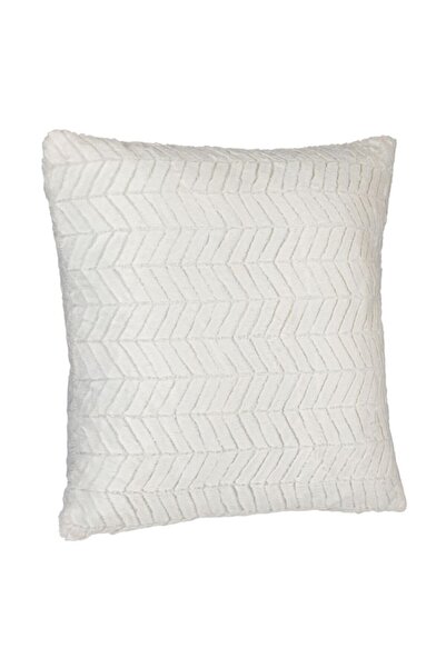 OEM Ecru Faux Fur Winter Decorative Pillow with Striped Pattern