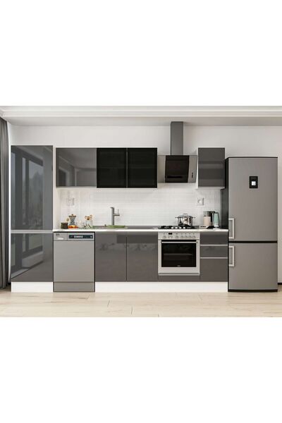 Alvinka 300X210 Cm High Gloss Mutfak Dolabı Mb-E80B60S40-3 High Gloss | Antra...