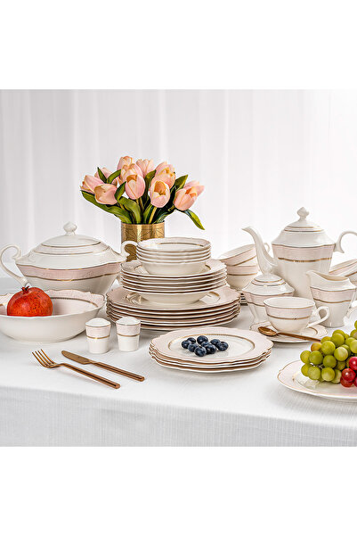 LA MESA pink bone porcelain dinner set 85 pcs