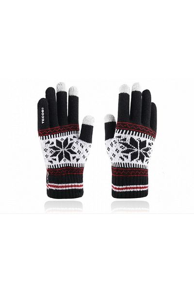TECOS Winter touchscreen gloves for adults, Tecos®, universal size, black with Nordic pattern