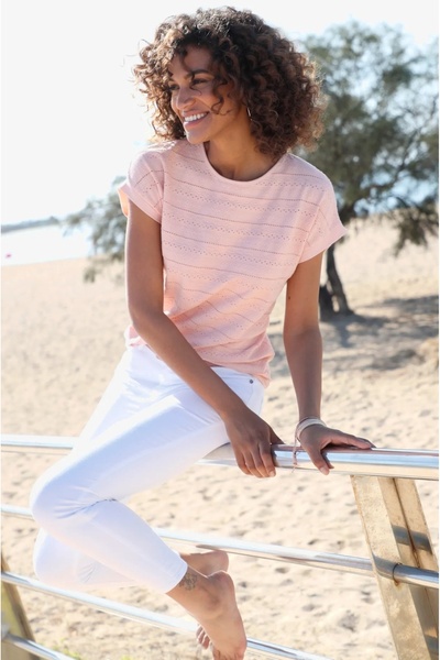 creation L Καλοκαιρινό μπλουζάκι από 95% βαμβάκι με διάτρητο σχέδιο