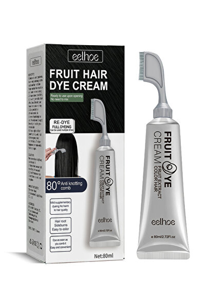 EELHOE Fruit Hair Dye Cream, Instantly Natural Fruit Hair Dye with Comb for All Hair Types 80ml Black