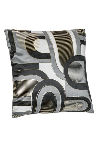 OEM Perna Decorativa Gri Velvet Folie Aurie cu Desen Abstract