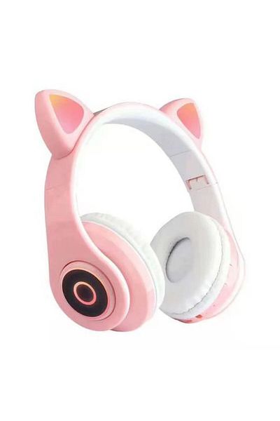 Mercaton Wireless headphones with microphone, Bluetooth 5.0, card slot, RGB LED, cat ear design