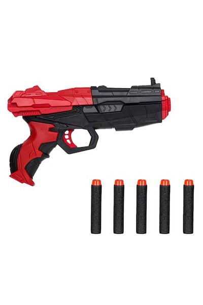 OEM Pistol Jucarie Blaze Storm, Shooter, Sageti Spuma, Culori Negru/Rosu, Set 5 Bucati