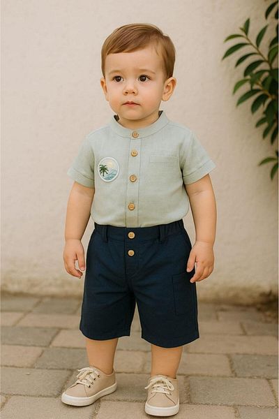 CEVVALMİNİMEN Poplin Shirt and Gabardine Shorts Double Set