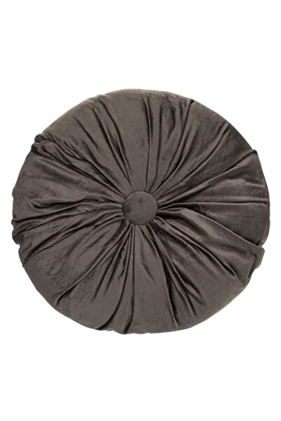 OEM Perna decorativa gri, rotunda, cu doua fete, model catifelat cu nasture, 40x10 cm