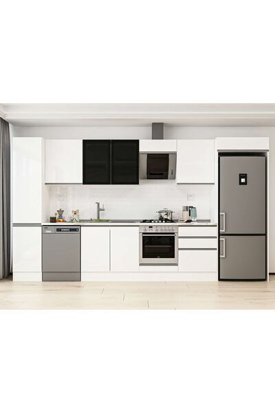 Alvinka 385X222 Cm High Gloss Mutfak Dolabı Mbb-E80B45S60-3 High Gloss | Beya...