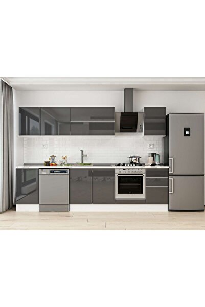Alvinka 300X210 Cm High Gloss Mutfak Dolabı M-E90S45S45-2 High Gloss | Antras...