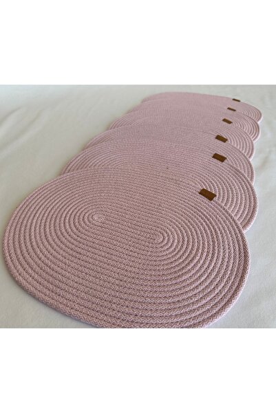 HHKARTS مفرش طاولة من الجوت الأمريكي، ديكور طاولة، شكل بيضاوي، وردي فاتح، مقا...